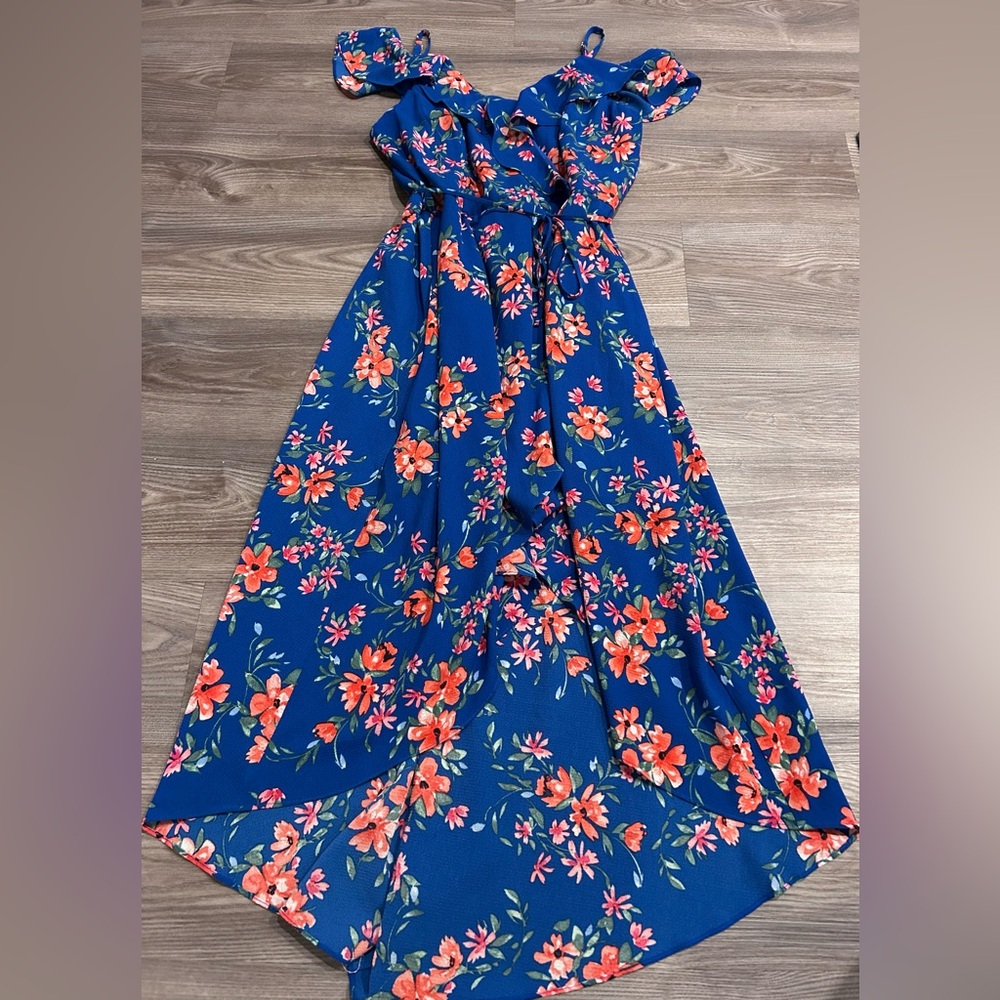by & by Vibrant Floral Blue Dress